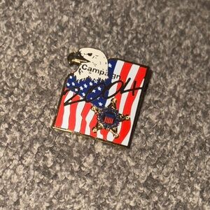 Red and White Patriotic‎ Flag Brooch with Eagle Design